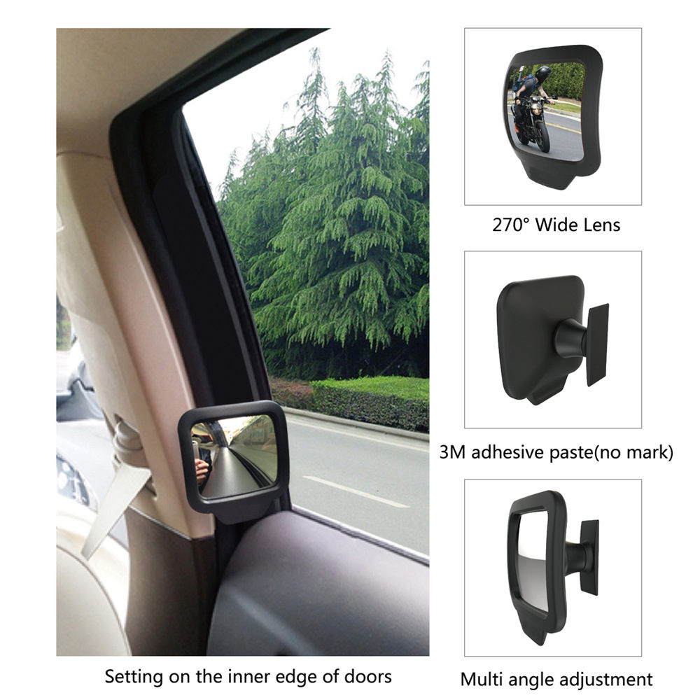 Car Two-row Rearview Mirror Convex Rear Disembarkation Observation Mirror 270°rotating Magnetic Safety Mirror
