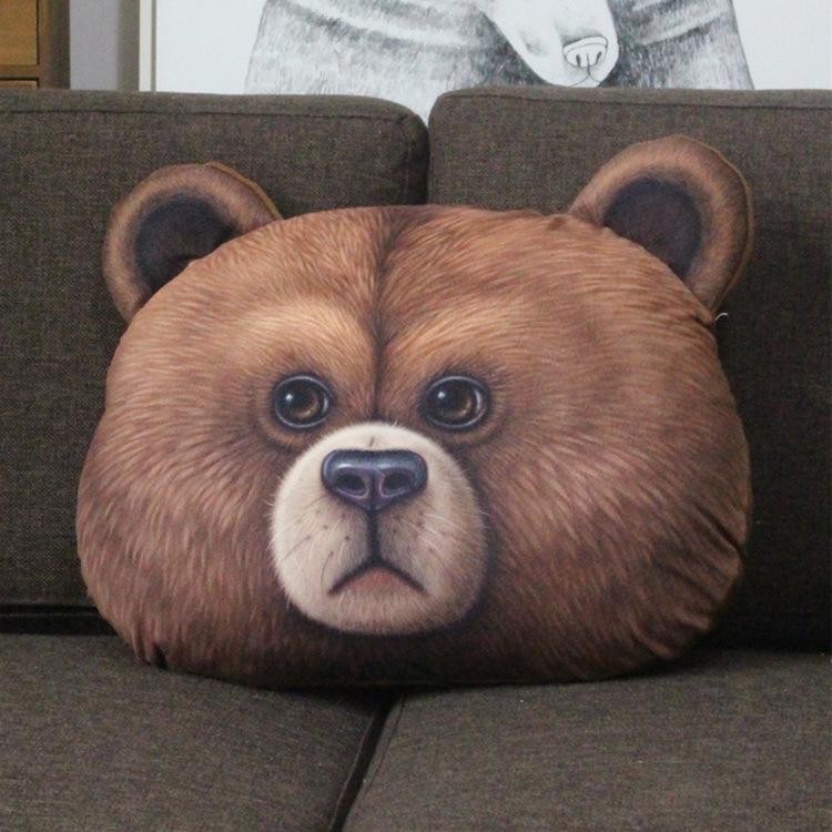 Animal Pillow Cat Head Dog Head Doll Plush Toy Personality Car Waist Sofa Cushion