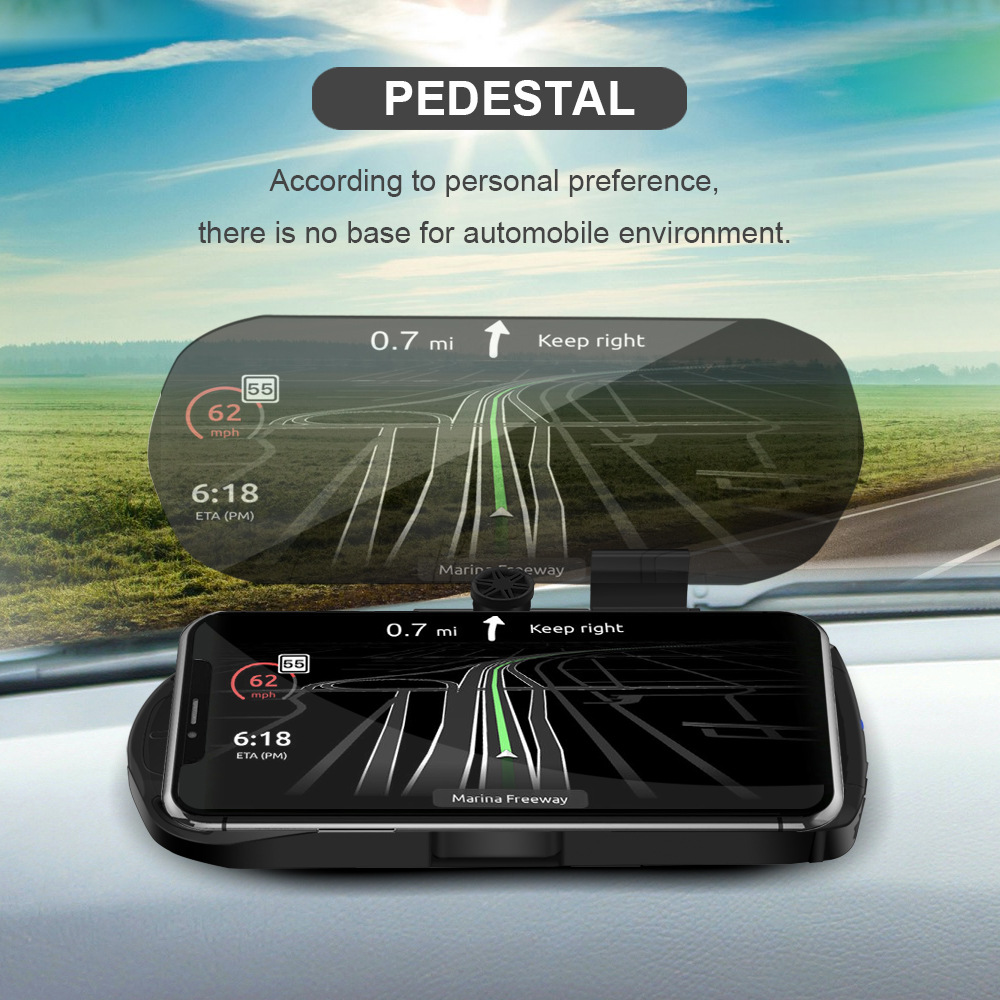 Car Wireless Charging Mobile Phone Holder HUD Head-up Display Navigation Projection Folding Bracket