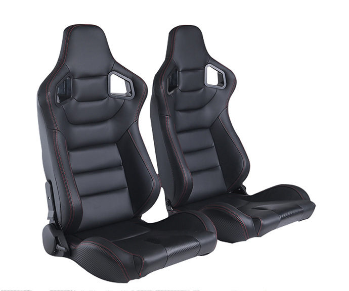 Factory Wholesale Car Seat Modified E-sports Chair With Slide All Black Carbon Pattern Leather Car PU Racing Seat