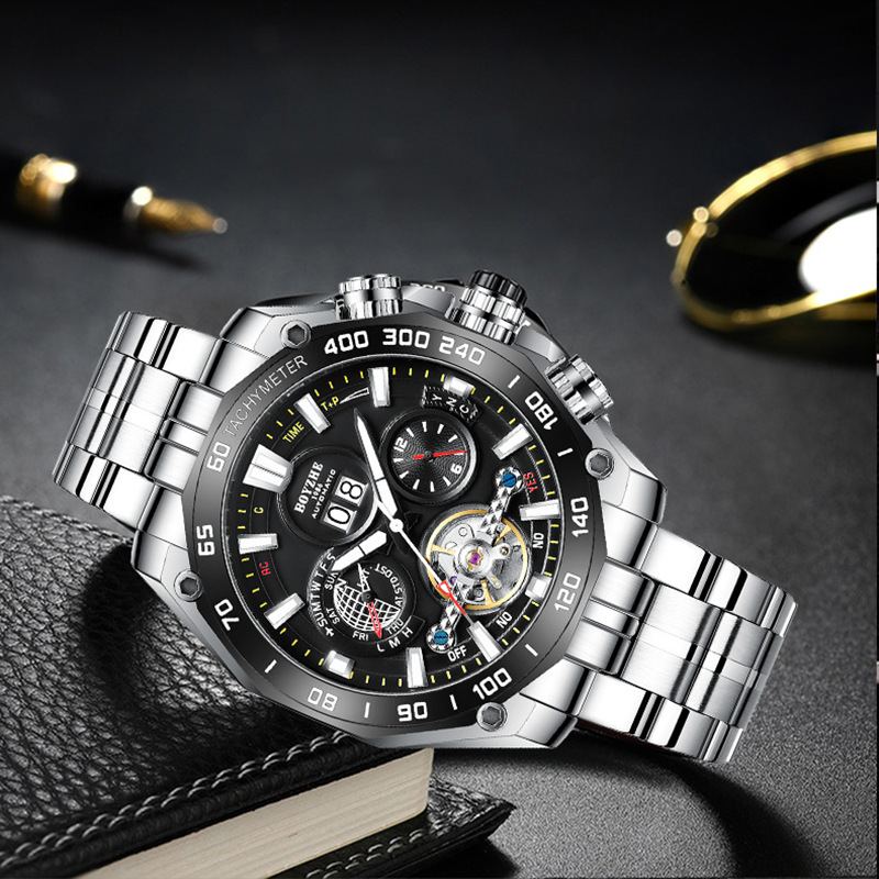 Men's Watch Dual Calendar Waterproof Hollow Watch Luminous Mechanical Watch