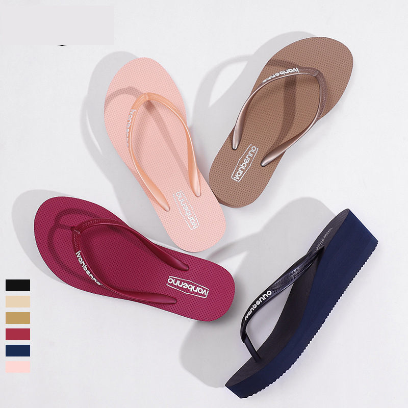 Manufacturers Of Flip Flops Women Wear 2022 New Beach Sandals And Slippers With Thick-soled Slope And Non-slip High Heels For Summer