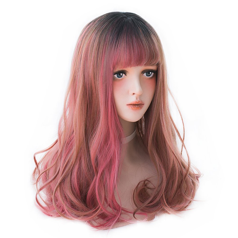 Wigs European And American Fashion Wigs New Products Dyeing Highlighting Multicolor Gradient Long Curly Hair Set Wig Headgear Wholesale