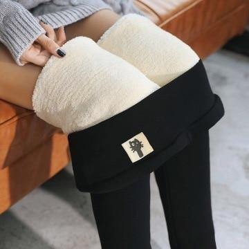 Exclusively For 2022 Autumn Lamb Cashmere Plus Velvet Thick High Waist Outer Wear Slim Slimming Pants