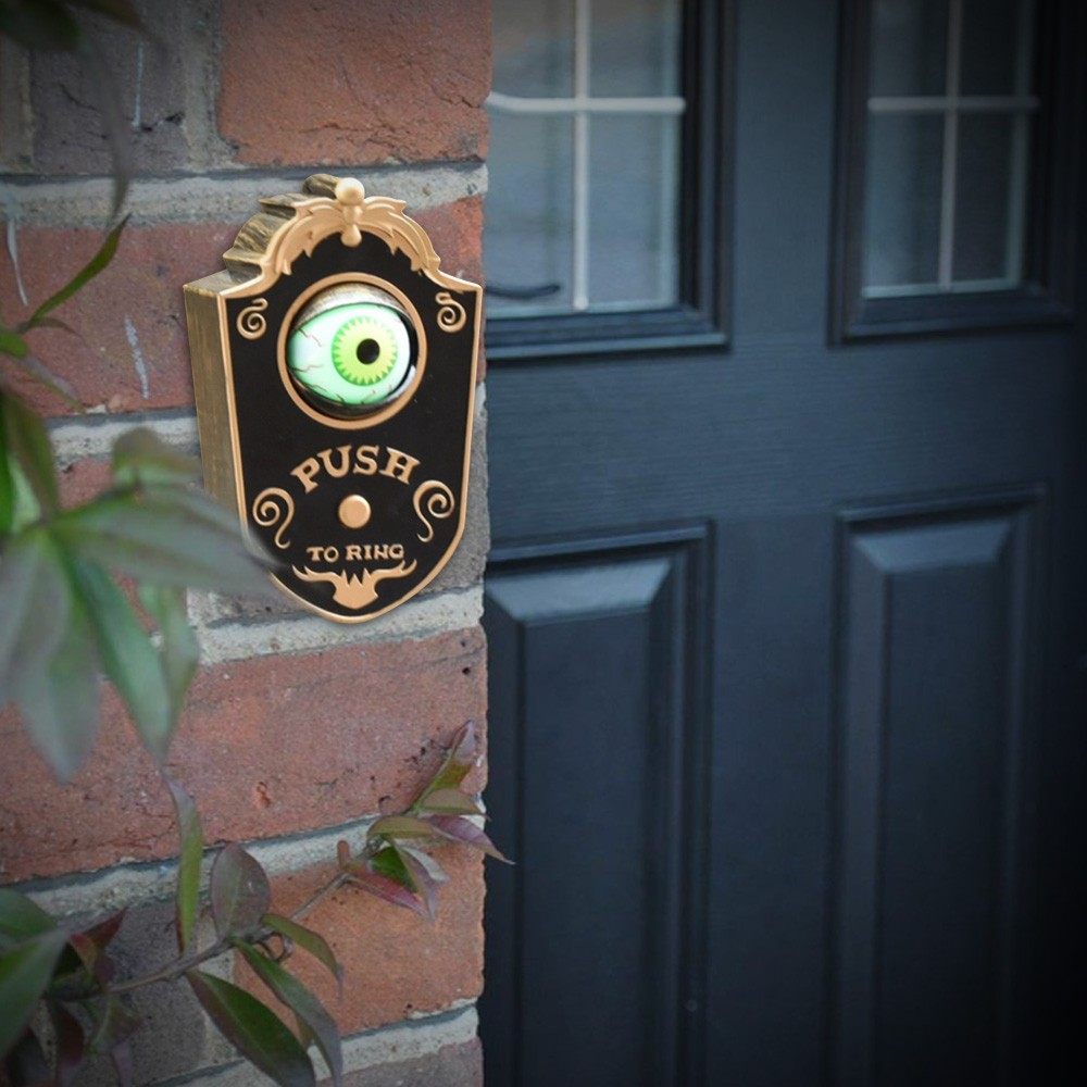 Halloween One Eyed Doorbell Decoration Horror Props Glowing Hanging Piece Whole Door Hanging Plastic Doorbell Eyeball Bell Decor