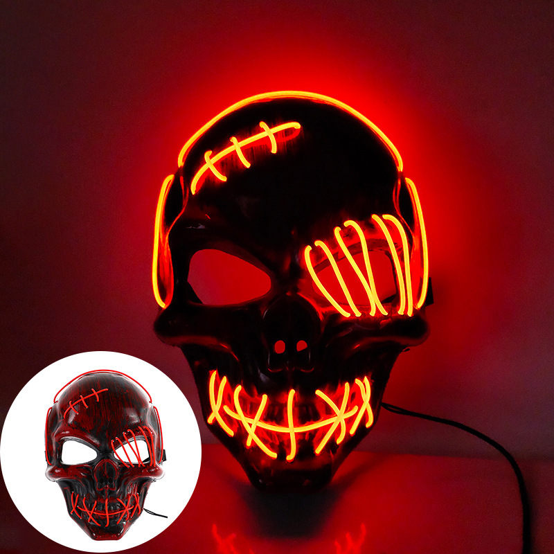 Halloween Scary One-Eyed Pirate Mask Cosplay Led Mask Adult Glowing Mask EL Wire Light Up For Halloween Festival Party Bar