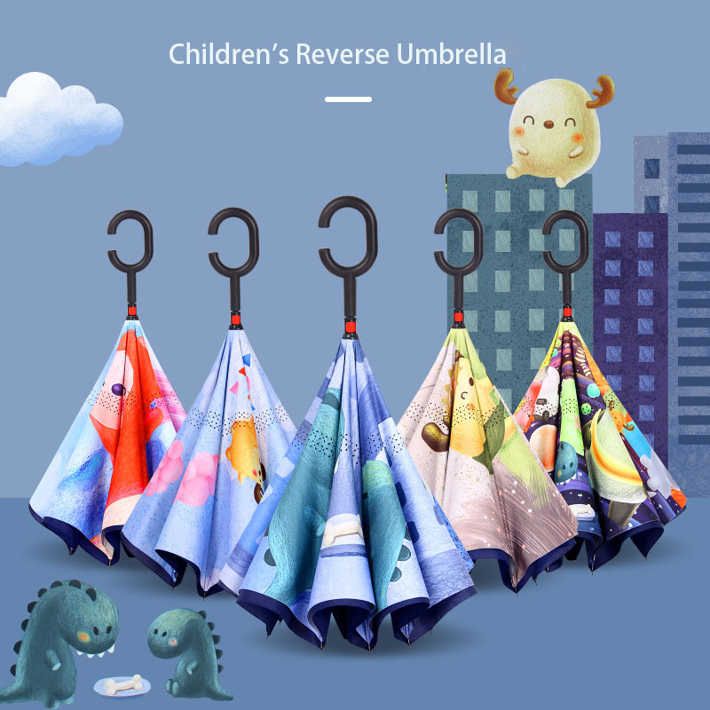 C-type Double-layer Cartoon Creative Reverse Umbrella Cute Umbrella For Primary School Students Easy And Convenient Logo Can Be Made