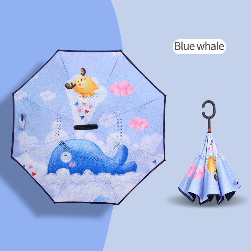 C-type Double-layer Cartoon Creative Reverse Umbrella Cute Umbrella For Primary School Students Easy And Convenient Logo Can Be Made