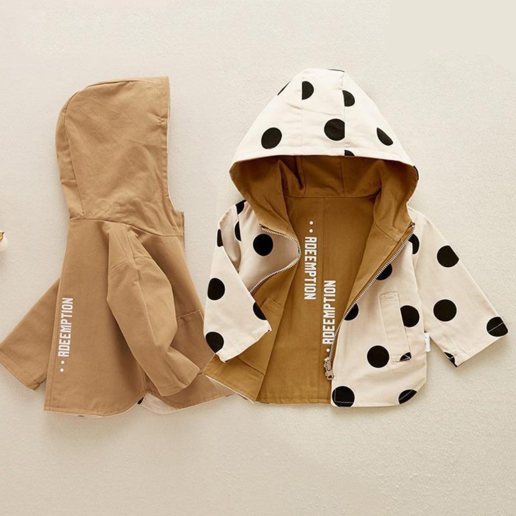 Children's outdoor windbreaker polka dot printing double-sided wear coat jacket