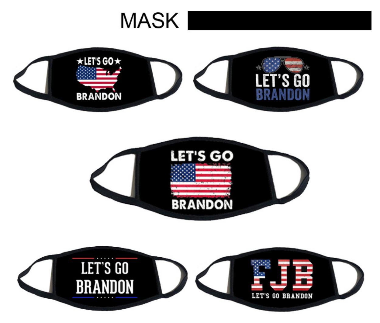 Amazon Cross-border Let's Go Brandon Mask FJB Printed Face Mask Washable Fabric Reusable