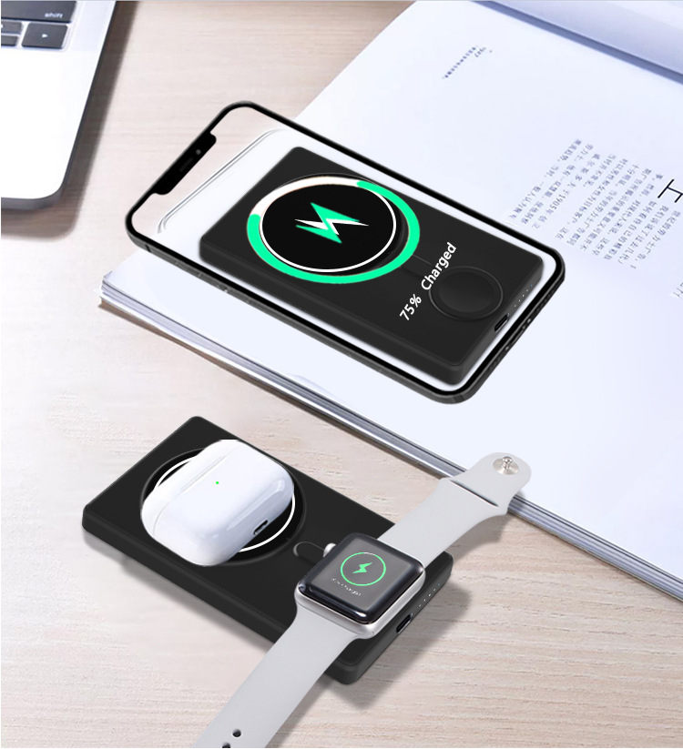 Magsafe Magnetic Wireless Charging Treasure Is Suitable For Apple Mobile Phone Watch Headset Three-in-one Wireless Charger