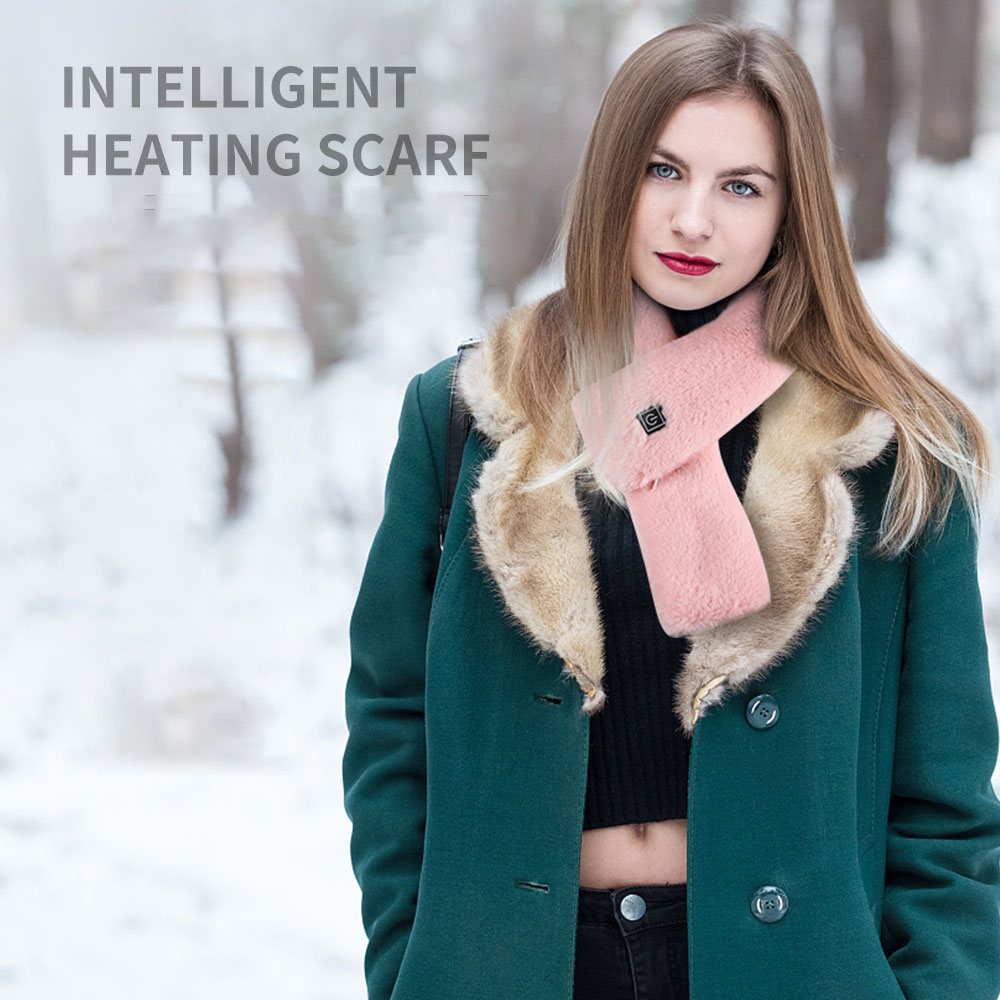 Spot Winter Warm Rabbit Hair Heating Scarf Amazon Hot Selling Electric Heating Scarf Smart Heating Scarf Manufacturer