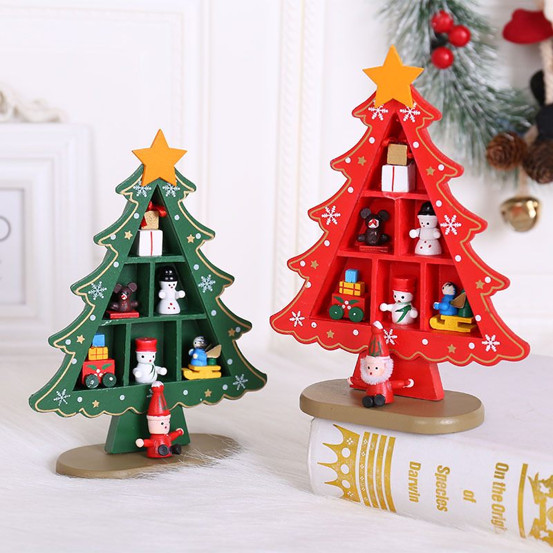 Wooden Christmas Tree Creative Scene Layout Ornaments