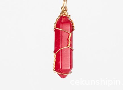 Hexagonal Column Crystal Wrapped Necklace Hand Wrapped Natural Stone Crystal Pendant