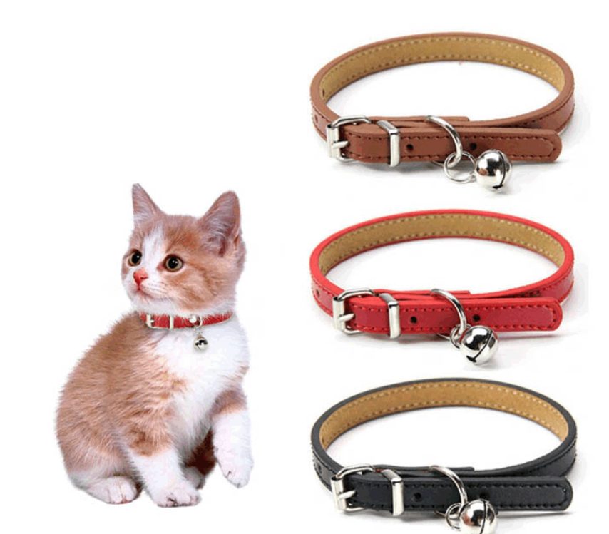 Cat Collars, Pet Accessories, Pet Dog Supplies, Cross-border Leather Cats, Bells, Collars And Belts, One Drop Shipping