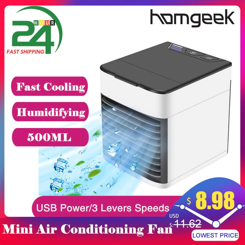 New Mini Refrigeration Air Conditioner Household Second Generation And Third Generation Small Air Cooler Portable Mobile Humidification Water-cooled Electric Fan