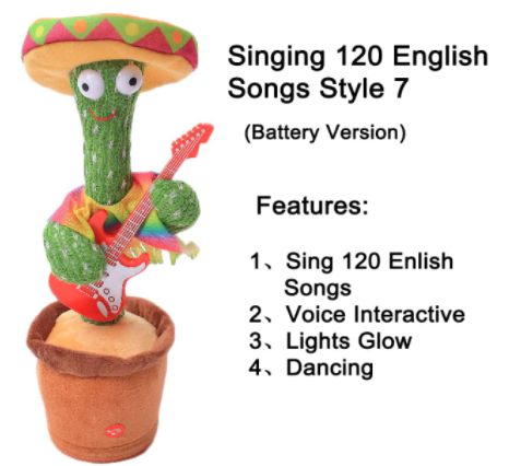 Douyin The Same Cross-border Dancing Cactus Sand Sculpture Will Twist Electricx Plush Toy Learn To Speak, Sing And Glow