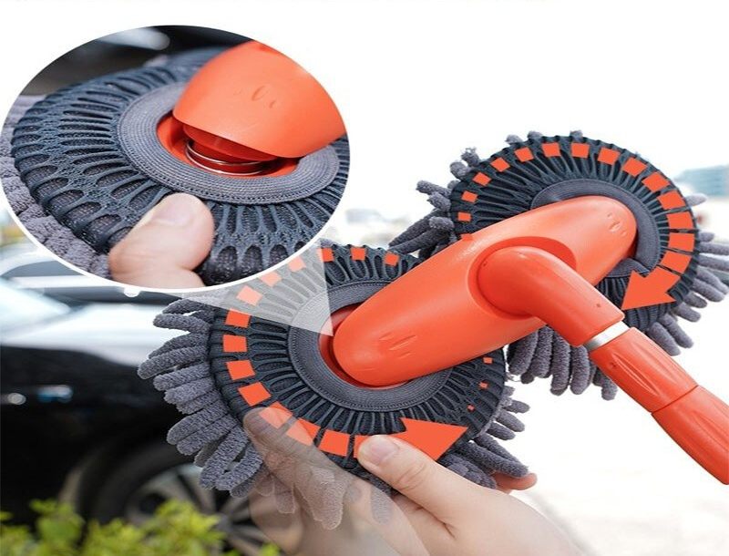 Car double-head retractable mop soft brush
