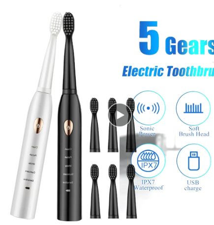 New Cross-border Ultrasonic Soft Hair Rechargeable Waterproof Electric Toothbrush Men And Women Couple Set Children Adult Gifts