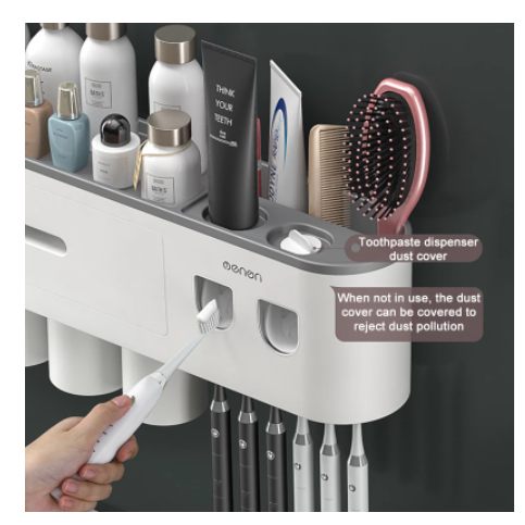 Creative Toothbrush Rack Free Punch Mouthwash Brushing Cup Set Bathroom Storage Toothbrush Holder With Toothpaste Squeezer