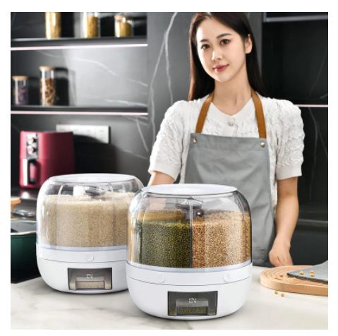 Grain And Miscellaneous Grains Partitioned Rotating Rice Bucket Insect-proof Moisture-proof Sealed Rice Cylinder Household Rice Box Rice Storage Box Miscellaneous Grain Bucket