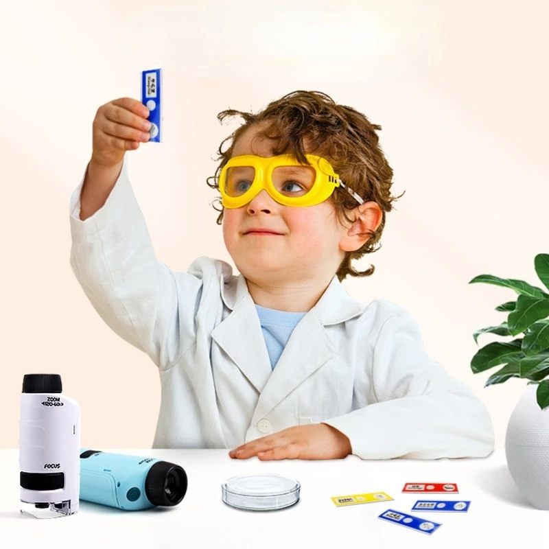 Children's Portable Handheld Microscope Toys HD Optical Equipment Primary And Secondary School Students Outdoor Science Experiment Toys