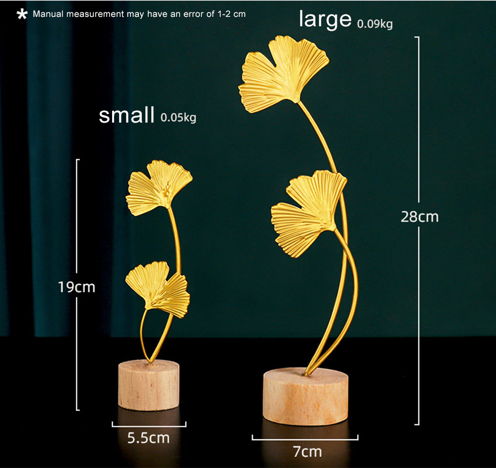 Nordic Minimalist Style Log Base Iron Ginkgo Leaf Ornaments Home Living Room TV Cabinet Porch Decoration