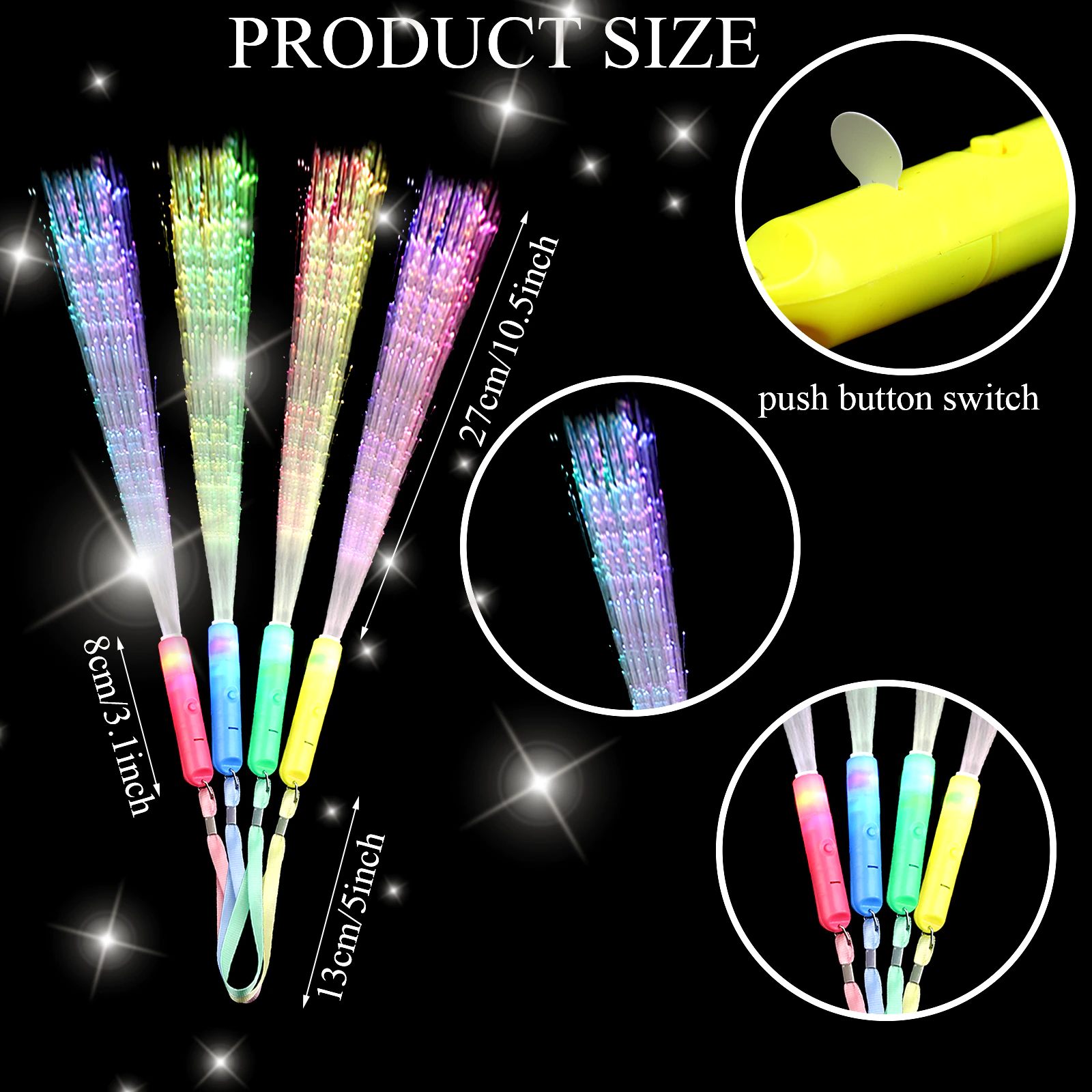 .Xingyue Stick Flash Stick Fluorescent Stick Acrylic Light-emitting Stick Floor Booth Explosion Model Floor Booth Toy Fiber Optic Stick Night Light Play