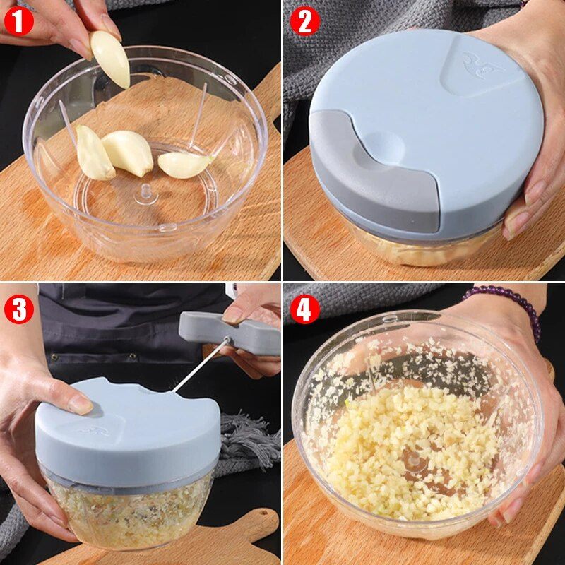 Household multi-function vegetable cutter auxiliary food cooking meat grinder manual garlic puller garlic press