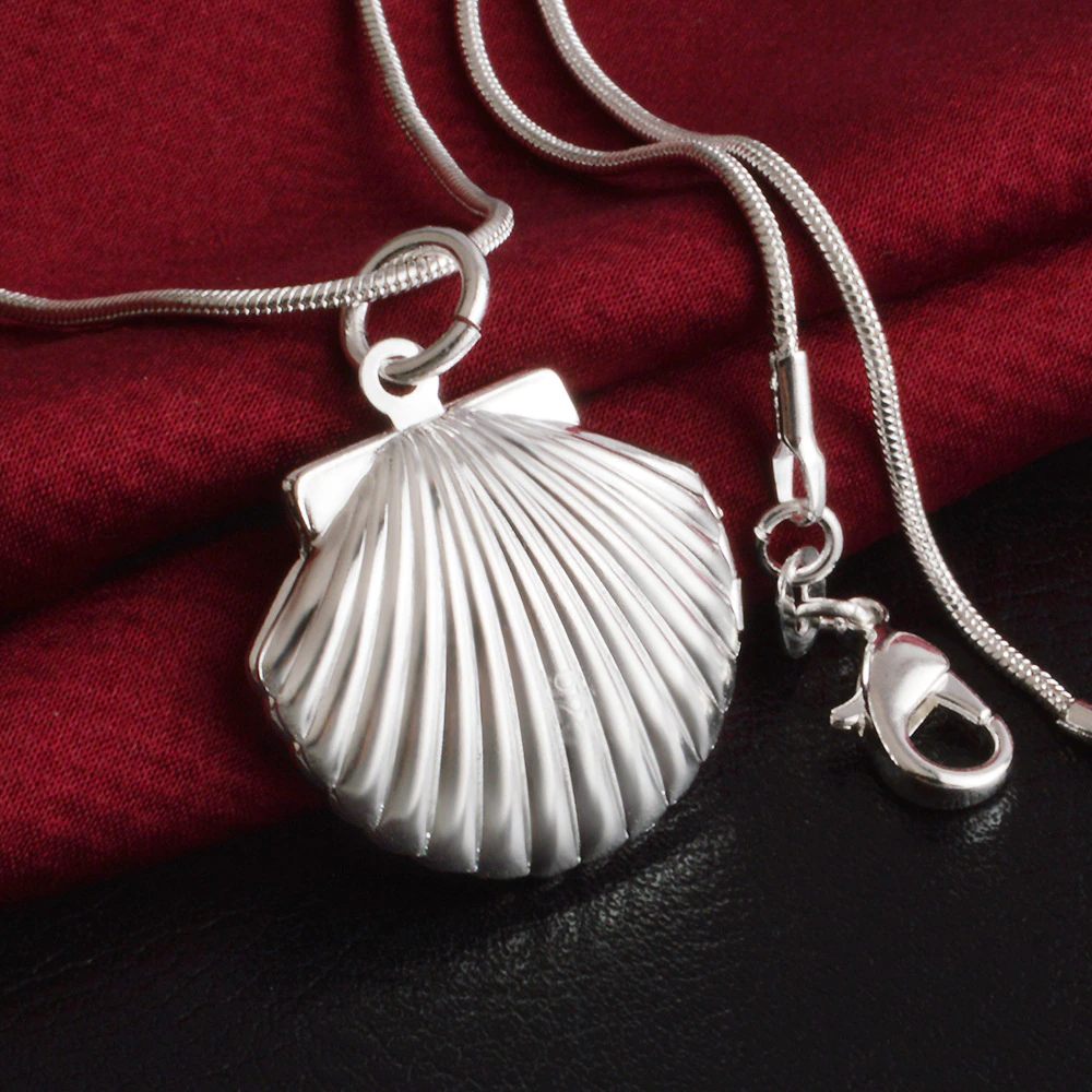 Fashion Personality  Gift Silver Sea Shell Photo Box  Necklace