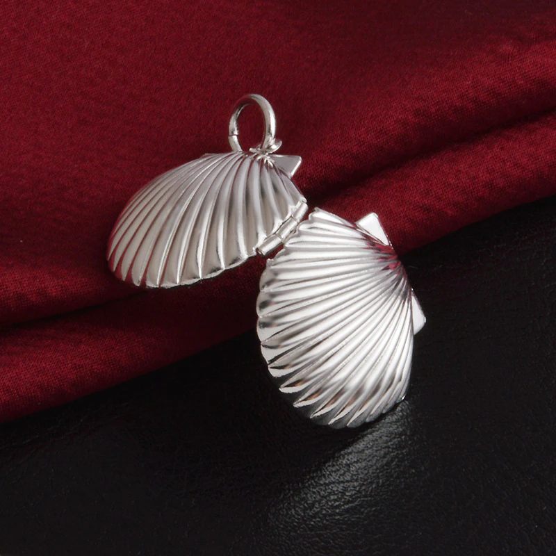 Fashion Personality  Gift Silver Sea Shell Photo Box  Necklace