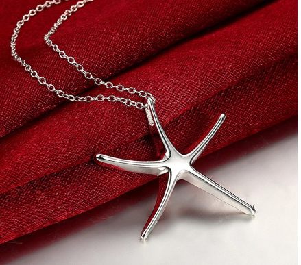 Silver 18 Inch Chain Starfish Pendant