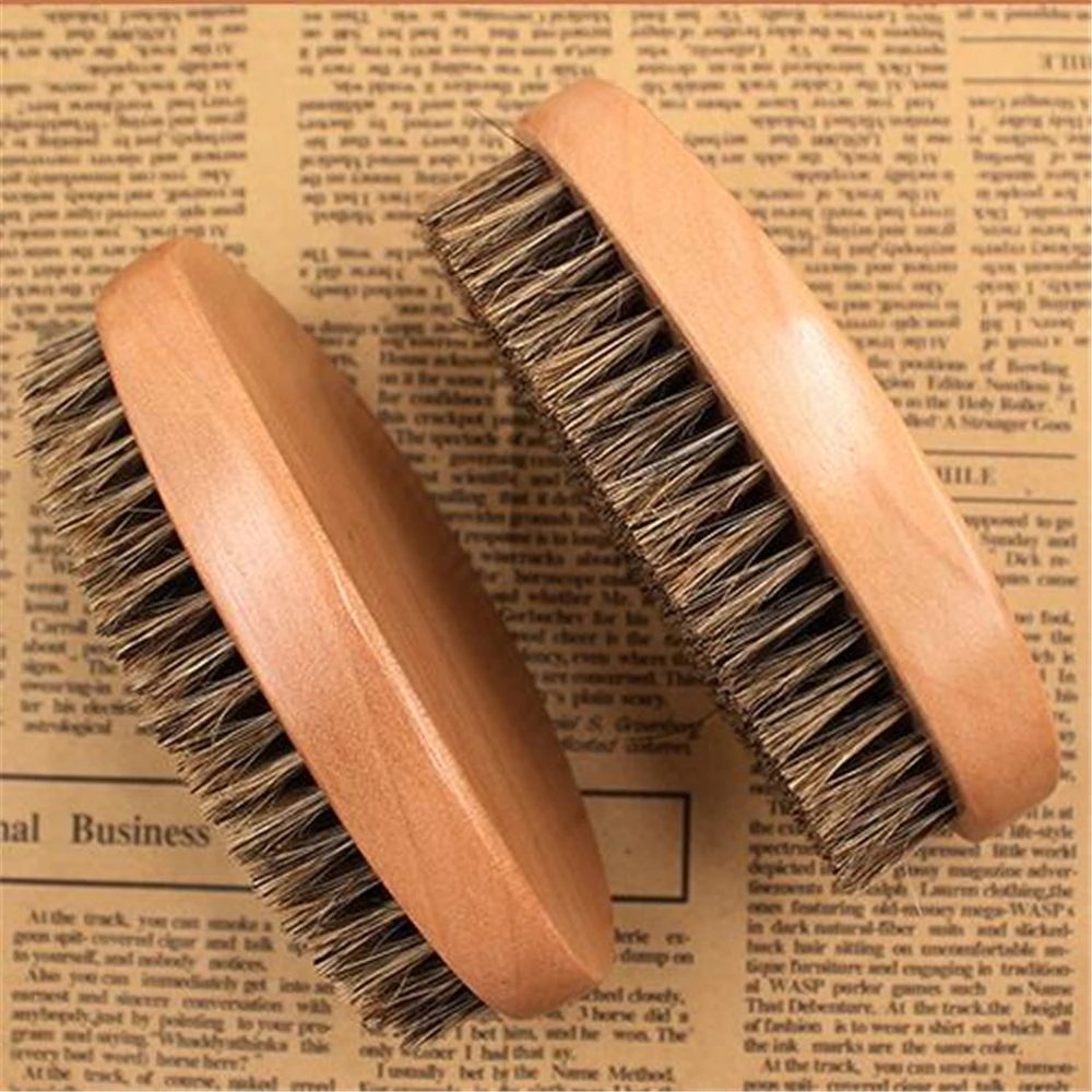 Factory Direct Selling Bristle Brush Solid Wood Men's Beard Personality Styling Cleaning Tool Beard Comb Beard Brush
