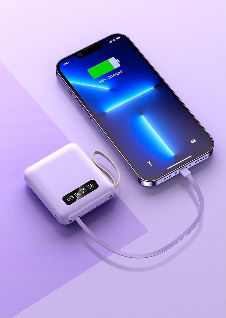 Power Bank Wholesale Small And Portable Self-contained Line 20000 MAh Mini Large-capacity Custom Logo Mobile Power Supply
