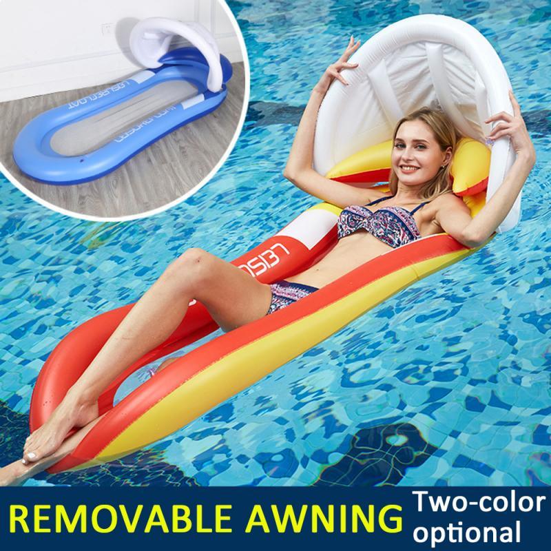 New Inflatable Awning Sunshade Floating Bed Pvc Foldable Reclining Chair Outdoor Water Bed Adult Hammock Backrest Spot