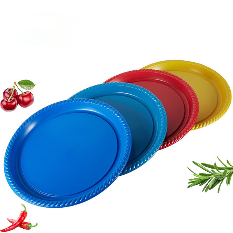 Disposable Plastic Plate Outdoor Barbecue Dinner Plate 7 Inch 9 Inch Fruit Plate Round Plate Party Tableware Wholesale