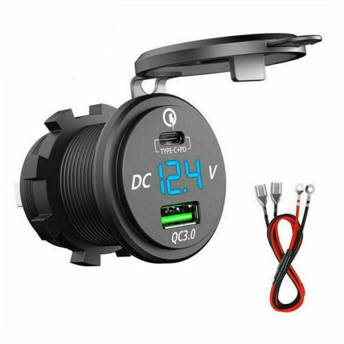 Marine Accessories Plastic Shell Type-C/PD And QC3.0 With Voltage Display Car Charger RV Yacht Modification
