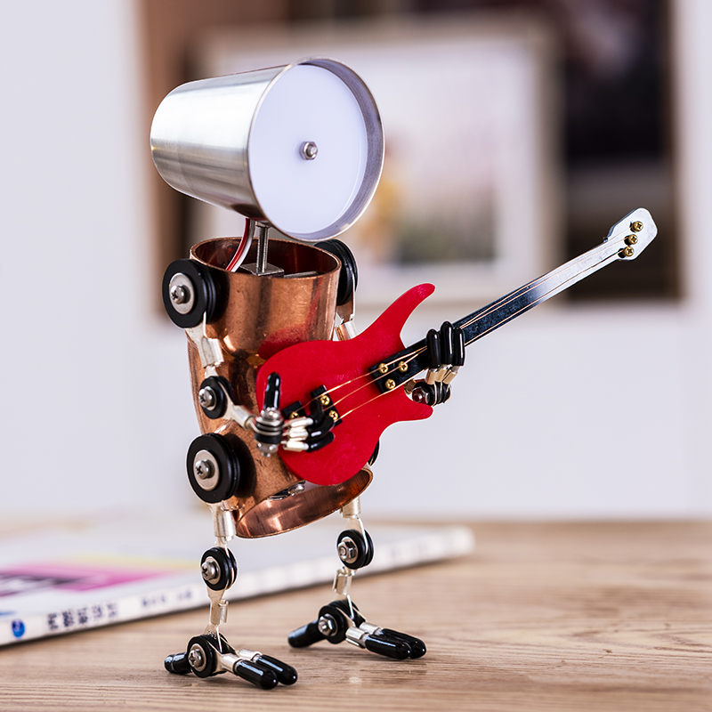Industrial Wind Robot Decoration Desktop Night Light Metal Steampunk Handmade Guitar Bass Boy Gift