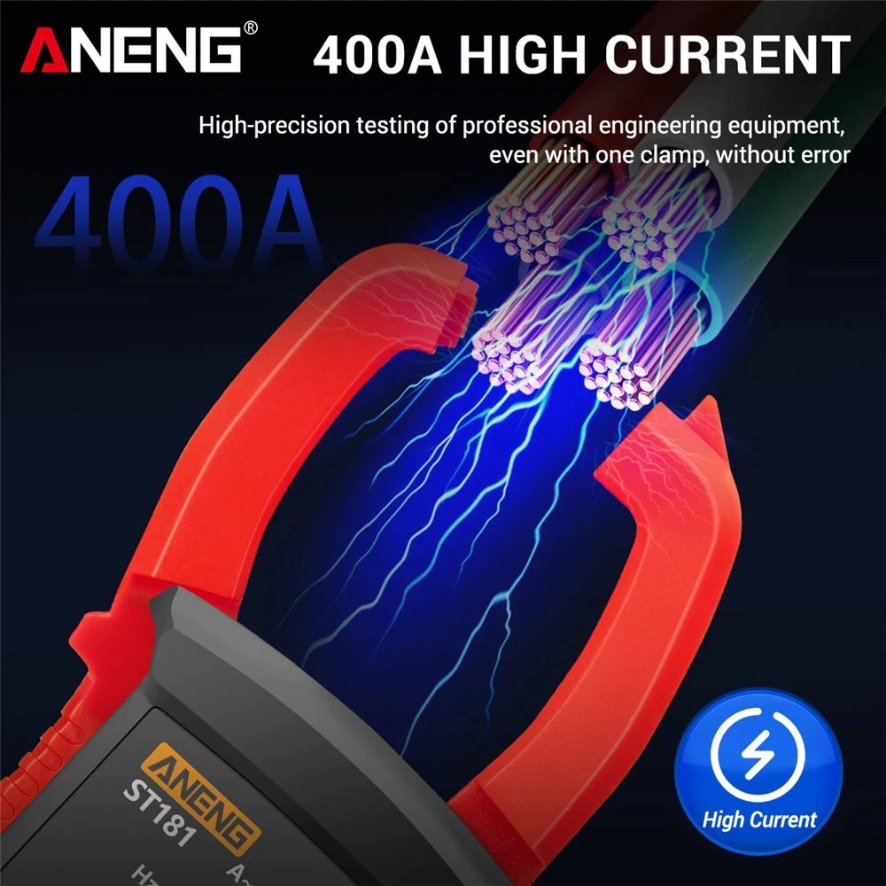 Pinça amperímetro digital inteligente Multímetro de alta precisão 400A AC e DC Pinça amperímetro medidor de corrente Display digital amperímetro retroiluminado Pinça amperímetro digital inteligente Multímetro de alta precisão 400A AC e DC Pinça amperímetro medidor de corrente Display digital amperímetro retroiluminado