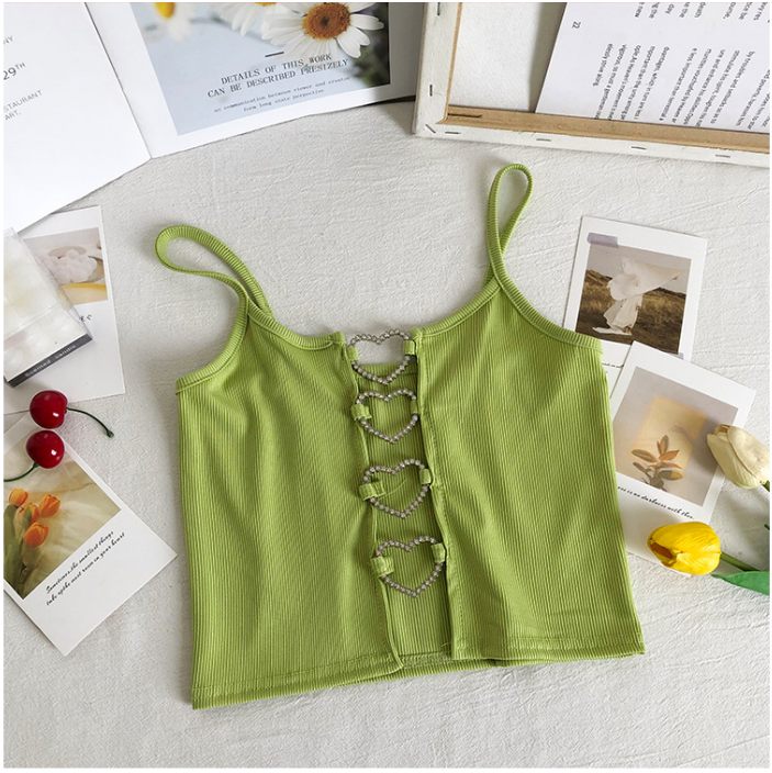 Design Sense Niche Hot Small Camisole Women's Summer Wear Korean Version All-match Cropped Navel Short Sweet And Spicy Top Trendy