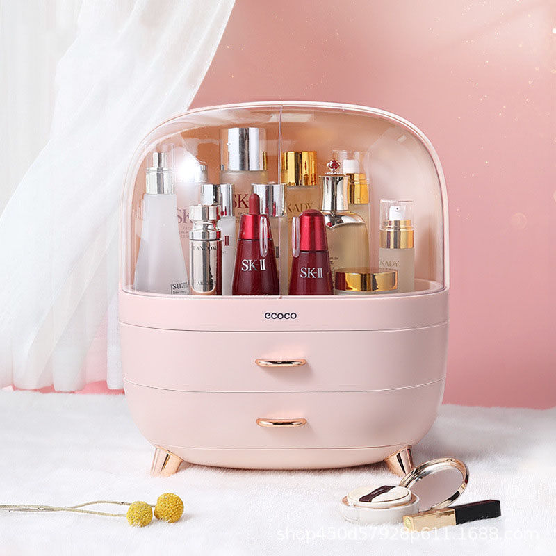 Cosmetics Storage Box Desktop Large-capacity Dust-proof Lipstick Skin Care Brush Finishing Shelf Net Red Dresser Rack