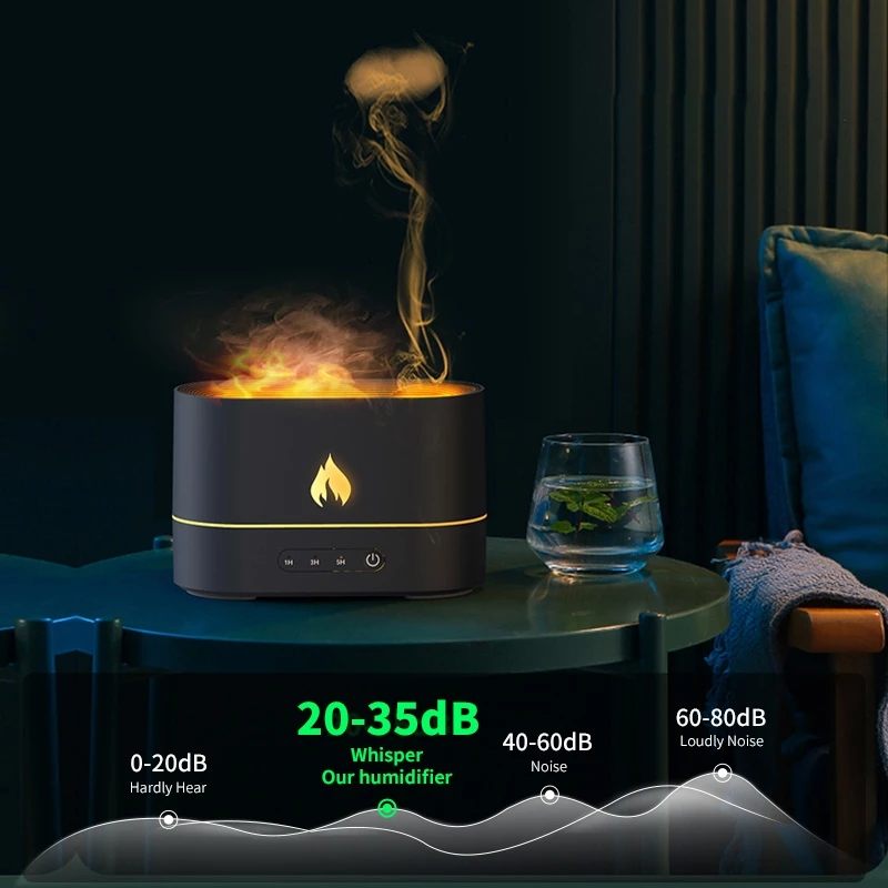 New Desktop Home Fireplace Jellyfish Spray Humidifier 3D Simulation Two-color Flame Essential Oil Aromatherapy Machine
