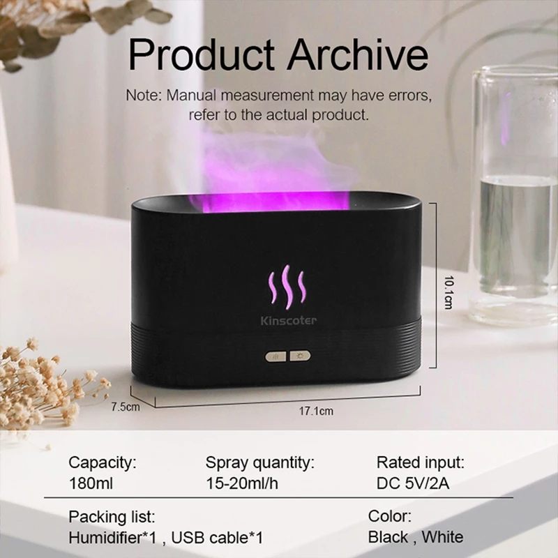 New Desktop Home Fireplace Jellyfish Spray Humidifier 3D Simulation Two-color Flame Essential Oil Aromatherapy Machine