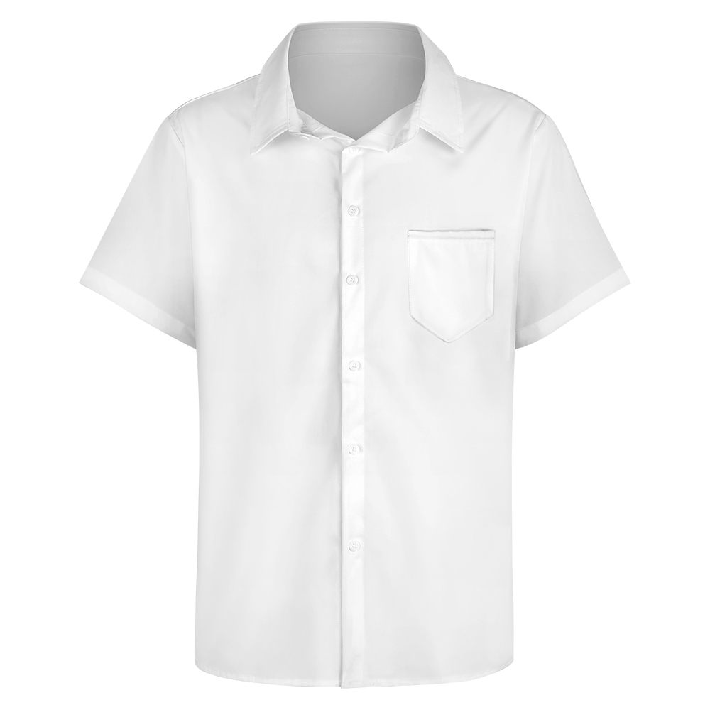Lapel Tie Pocket Short Sleeve Shirt