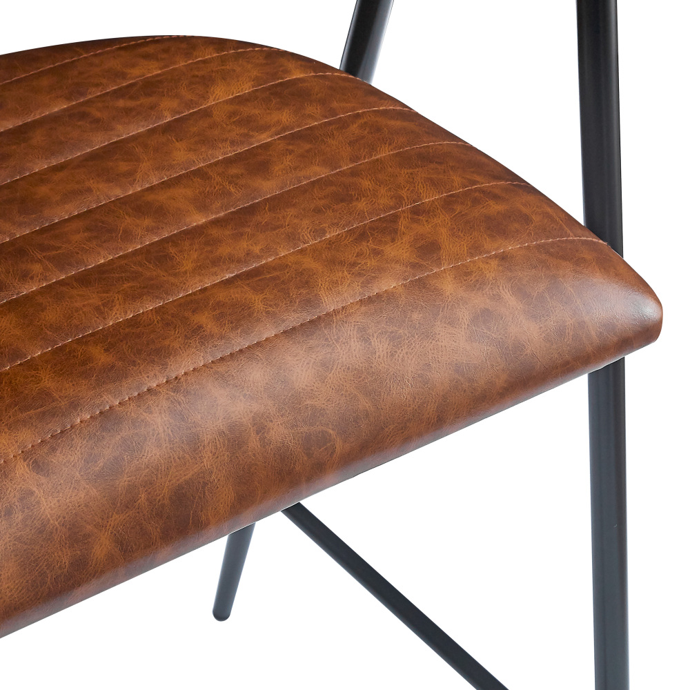 26'' Counter Stools Set of 2, Pu Upholstered Counter Stools with iron Frame, Backrest, Footrest, Arm counter stools for Home Bar, Kitchen Counter, Brown 3 d9d244620ee865d789b608860a383676