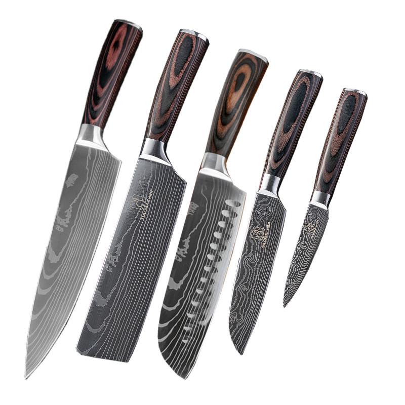 Chef's Knife Japanese Knife Bread Knife Slicing Knife Fruit Knife Color Wooden Handle Steel Knife