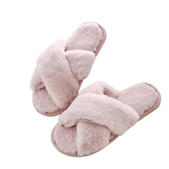 Plush and thickened warm women's slippers wear shoes outside the home