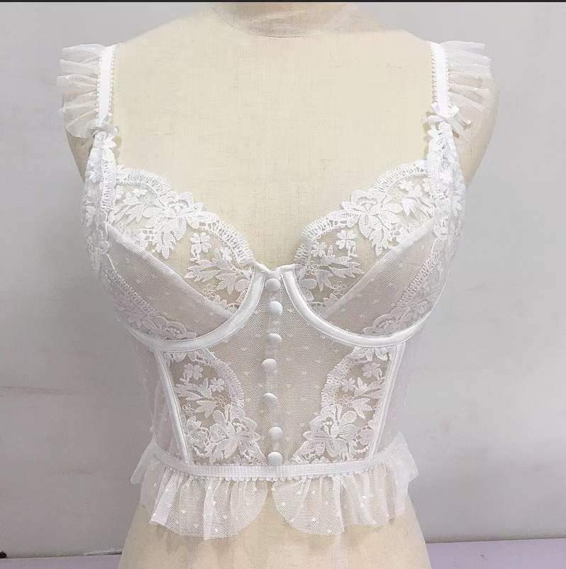 Women's Ultra-thin Transparent French Embroidered Lace Corset For Love