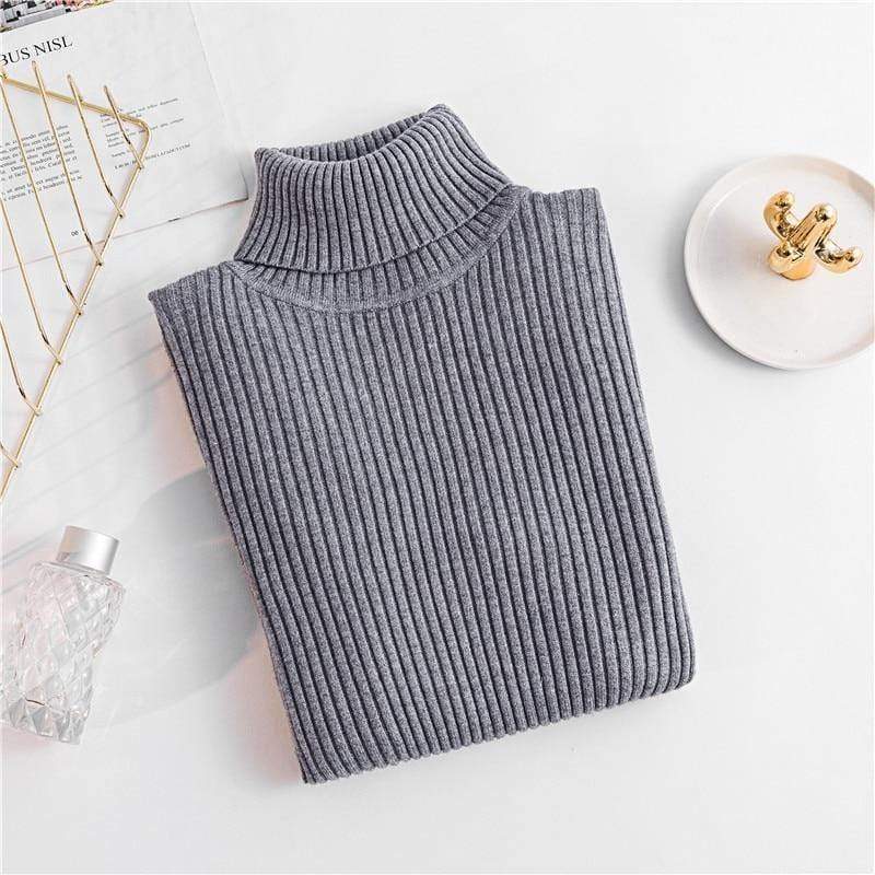 Ladies Slim Long Sleeve Top Pure Color All-match Stretch Thickening Black Knitwear