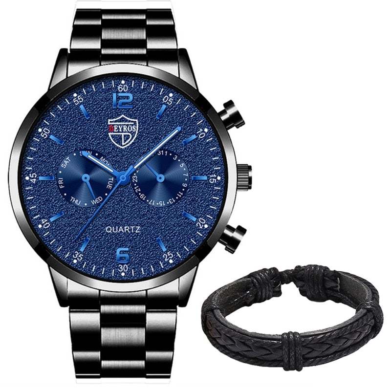 Men's Calendar Luminous Steel Watch Men's Stainless Steel Quartz Watch